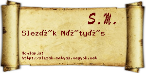 Slezák Mátyás névjegykártya